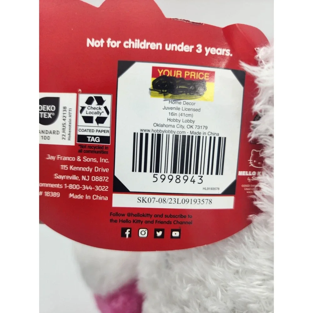 Hello Kitty Soft Fuzzy Pink 16